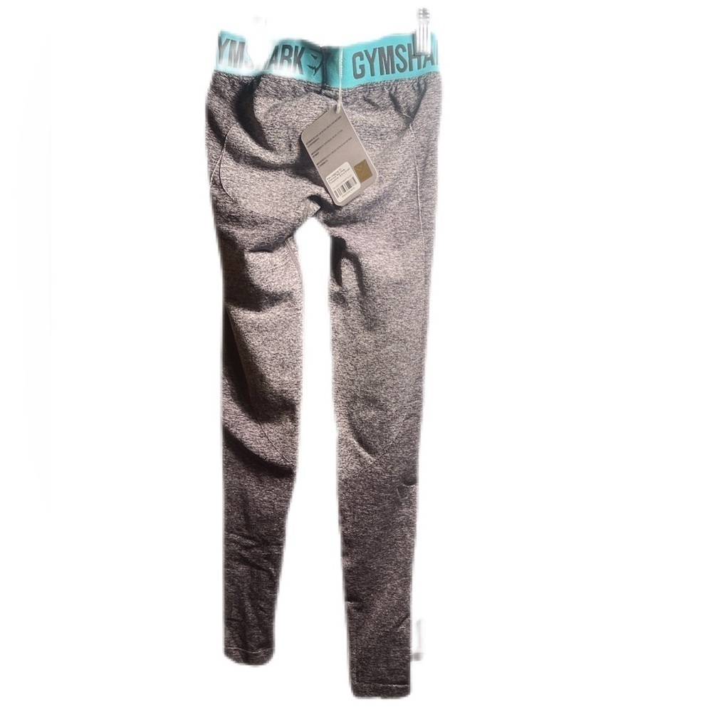 NWT Gymshark Flex Charcoal Marl teal athletic casual stretch tight leggings XS - Picture 3 of 3